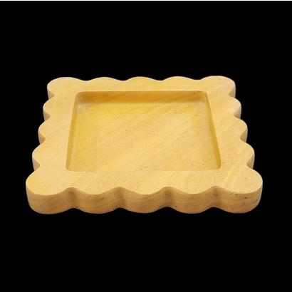 Square Yellow Beige Marble Tray